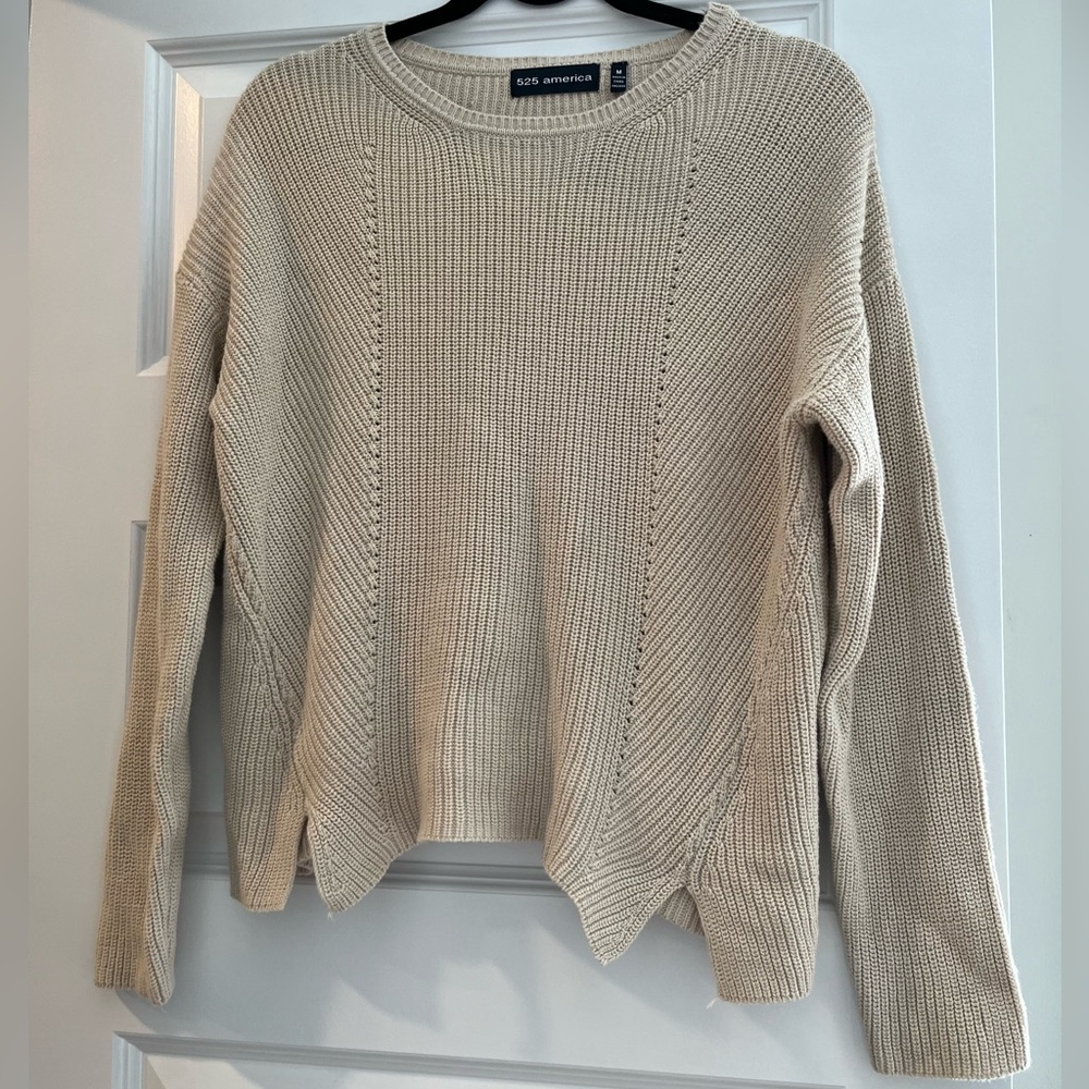525 America Beige Cotton Knit Sweater - Size Medium